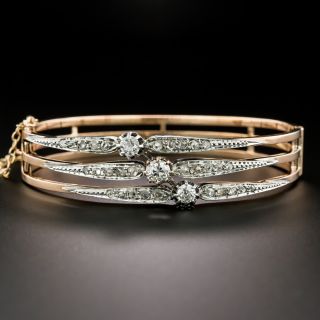 French Antique Triple Diamond Bangle Bracelet - 3