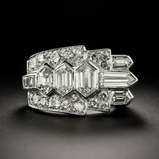 French Art Deco Geometric Diamond Ring - 1