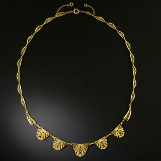 French Art Deco Geometric Two-Tone 18K Gold Necklace  - 2