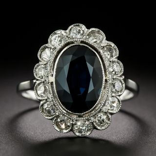 French Art Deco-Style 2.20 Carat No-Heat Sapphire Ring - GIA - 2