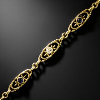 French Art Nouveau Cabochon Sapphire and Diamond Bracelet - 2