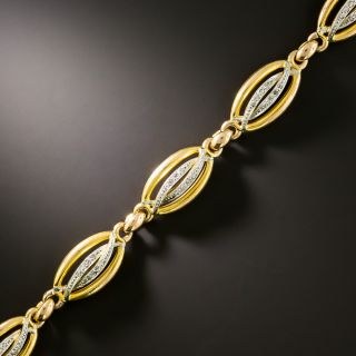 French Belle Époque 18K, Diamond Oval Link Bracelet - 2