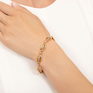 French Belle Époque 18K, Diamond Oval Link Bracelet