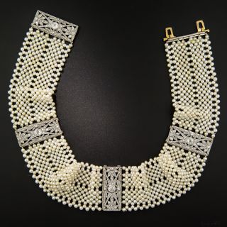 French Belle Èpoque Diamond and Seed Pearl Choker - 5