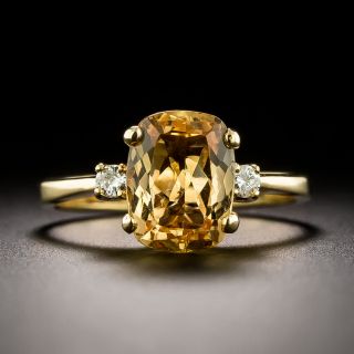 French Estate Precious Topaz and Diamond 18K Ring - 2