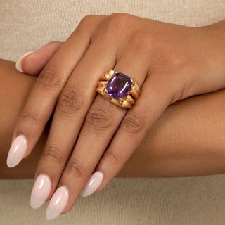 French Retro Amethyst 18K Ring