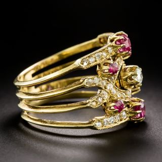 French Ruby and Diamond Harem Ring