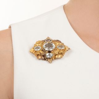 Georgian Aquamarine Fancy Scroll Brooch