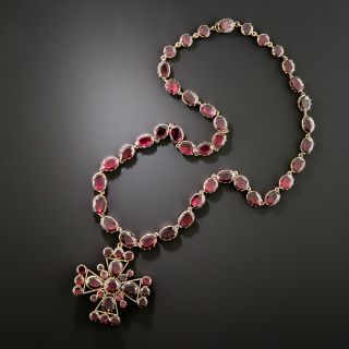 Georgian Garnet Riviere Maltese Cross Necklace  - 4