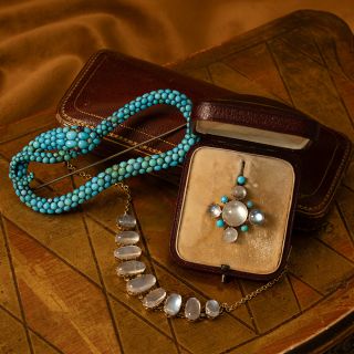 Victorian Turquoise Snake Brooch