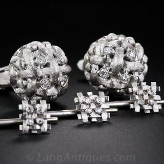 Italian Diamond Cufflinks and Stud Set