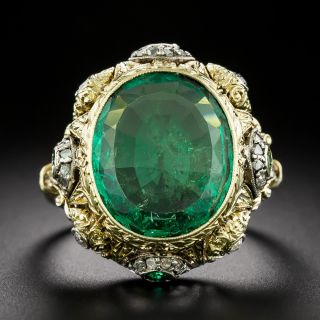 Italianate 4.25 Carat Colombian Emerald Ring - GIA F1 - 3