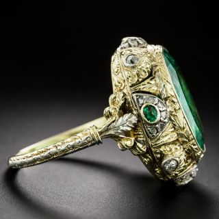 Italianate 4.25 Carat Colombian Emerald Ring - GIA F1