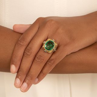Italianate 4.25 Carat Colombian Emerald Ring - GIA F1