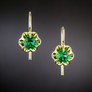 Lang Collection 1.02 Carat Emerald Drop Earrings - 3