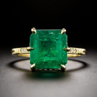Lang Collection 3.84 Carat Emerald Solitaire Ring - GIA - 1