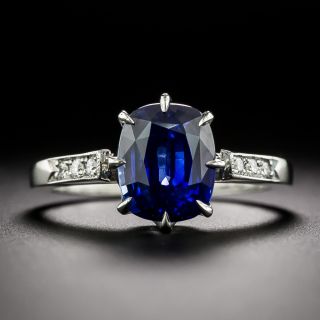 Lang Collection 4.02 Carat Ceylon Sapphire and  Diamond Ring - GIA - 1