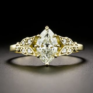 Lang Collection .96 Carat 'Moval' Diamond 18K Ring - GIA J SI1 - 6
