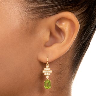 Lang Collection Art Deco-Style Peridot and Diamond Earrings