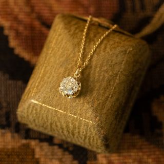 Lang Collection Art Nouveau-Style 1.46 Carat Diamond Solitaire Pendant - GIA U/V SI2