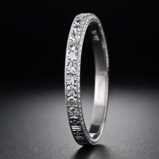 Lang Collection Diamond Wedding Band With Orange Blossom Motif - 2