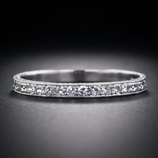 Lang Collection Diamond Wedding Band With Orange Blossom Motif