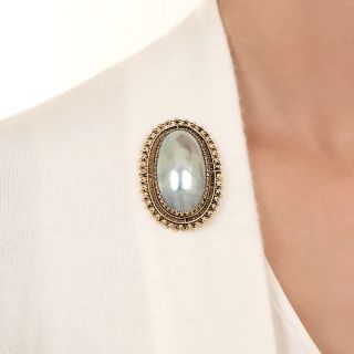 Large Antique Abalone Mabe Pearl Brooch/Pendant