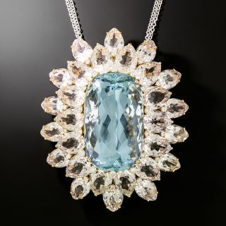 Large Aquamarine and Kunzite Necklace/Brooch - 2