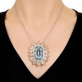 Large Aquamarine and Kunzite Necklace/Brooch