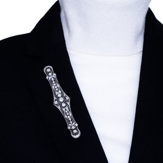 Large Art Deco Platinum and Diamond Bar Brooch