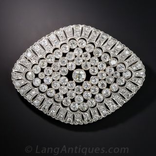 Large Scale Platinum Diamond Edwardian Brooch - 1