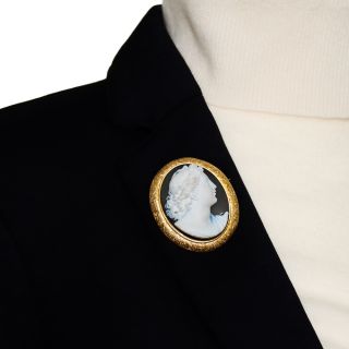 Large Hardstone Cameo Brooch