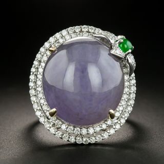 Large Natural Burmese Lavender Jade Cocktail Ring - 1