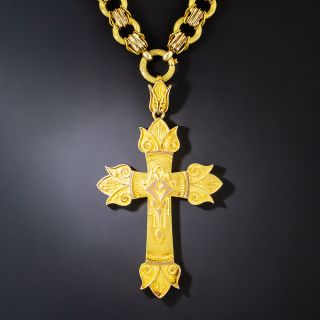Large Victorian Cross and Chain Necklace - 2