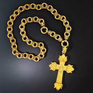 Large Victorian Cross and Chain Necklace - 3