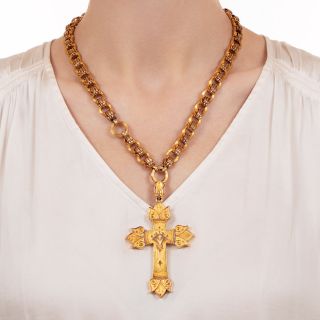 Large Victorian Cross and Chain Necklace