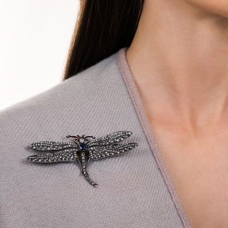 Large Victorian Diamond and Sapphire Dragonfly Brooch