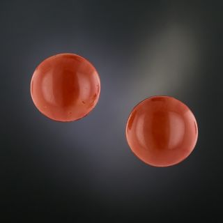 Large Vintage Coral Stud Earrings - 1