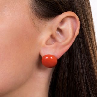 Large Vintage Coral Stud Earrings