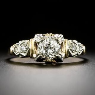 Late Art Deco .58 Carat Diamond Two-Tone Engagement Ring - 2