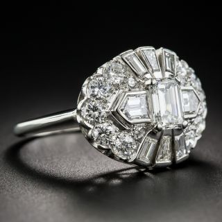 Late-Art Deco Emerald Cut Diamond Ring