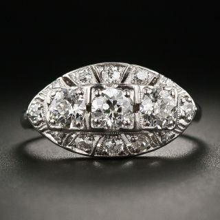 Late-Art Deco Three-Stone Diamond Ring - 2