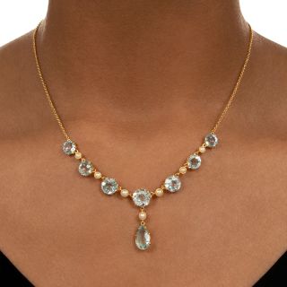 Late Victorian Aquamarine and Pearl Necklace