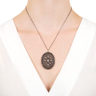 Late Victorian Diamond Openwork Pendant Necklace