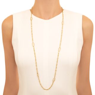 Long Fancy 18K Gold Chain Necklace