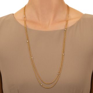 Long Victorian Natural Pearl Watch Chain