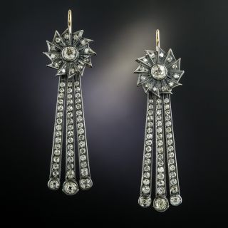 Long Vintage Diamond Dangle Earrings - 5