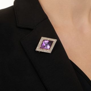 Marcus & Co. Edwardian Amethyst and Diamond Brooch 