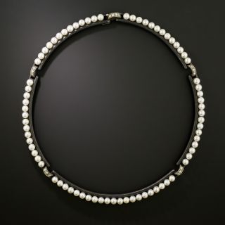 Marsh & Co. Cultured Pearl, Diamond and Blackened Steel Necklace - 3