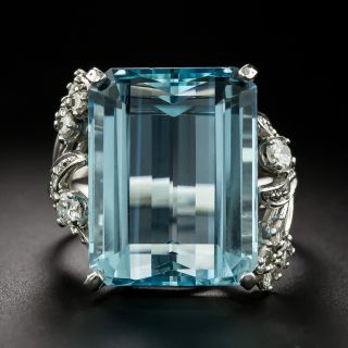 Mid-Century 10.00 Carat Aquamarine and Diamond Ring - 3